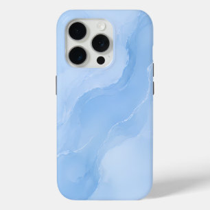 Funda Para iPhone 15 Pro Patrón abstracto de mármol azul suave