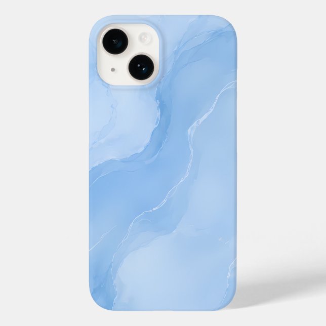 Funda De Case-Mate Para iPhone Patrón abstracto de mármol azul suave (Reverso )