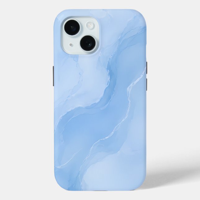 Funda De Case-Mate Para iPhone Patrón abstracto de mármol azul suave (Reverso )