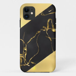 Funda Para iPhone 11 Patrón abstracto de negro y oro