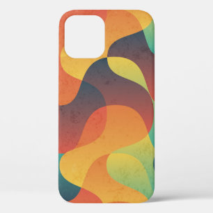 Funda Para iPhone 12 Patrón abstracto de ondas de cosecha coloridas