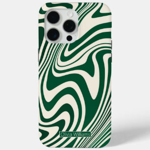 Funda Para iPhone 15 Pro Max Patrón abstracto de suizo verde retro