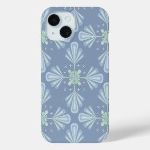 Funda Para iPhone 15 Patrón abstracto floral azul