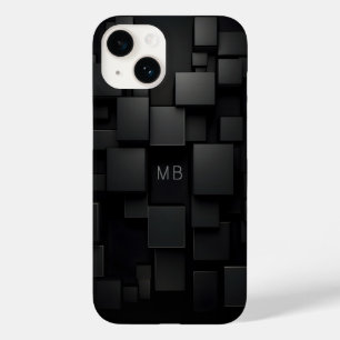 Funda Para iPhone 14 De Case-Mate Patrón abstracto geométrico negro con monograma