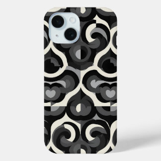 Funda Para iPhone 15 Patrón abstracto retro en blanco y negro