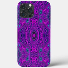 Funda Para iPhone 13 Pro Max Patrón abstracto retro magenta y negro alucinante