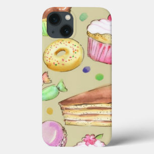Funda Para iPhone 13 Patrón acuarela con dulces