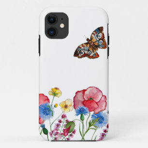 Funda Para iPhone 11 Patrón acuarela con flores silvestres dibujadas a