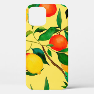 Funda Para iPhone 12 Patrón acuarela sin fisuras con cítricos.