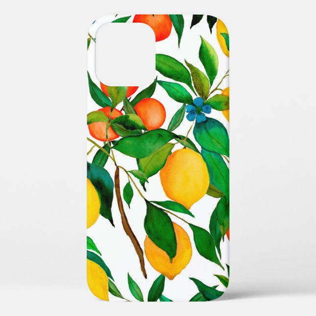 Funda De Case-Mate Para iPhone Patrón acuarela sin fisuras con cítricos.  (Reverso )