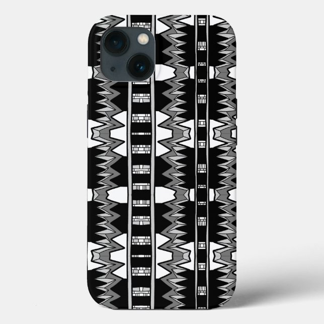 Funda De Case-Mate Para iPhone Patrón afrofuturista gris (Reverso )