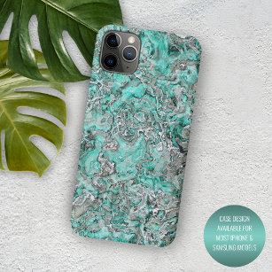 Funda Para iPhone 11 Pro Max Patrón agrietado de minerales verdes de color turq