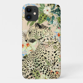 Funda Para iPhone 11 Patrón animal floral de impresión leopardo tropica