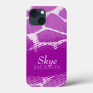 Funda Para iPhone 13 Mini Patrón animal gráfico morado blanco