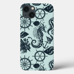 Funda Para iPhone 13 Patrón animal marino de vintage