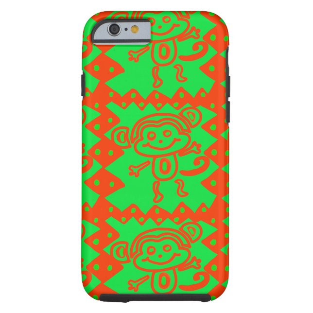 Funda De Case-Mate Para iPhone Patrón animal verde del Naranja de monos bonitos (Reverso)