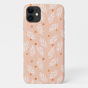 Funda Para iPhone 11 Patrón Apricot De Hojas Florales Rosa
