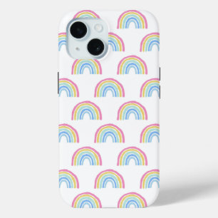 Funda Para iPhone 15 Patrón arcoiris pastel