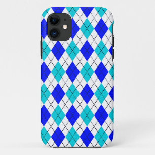 Funda Para iPhone 11 Patrón argyle sin foco azul y blanco