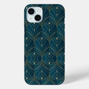 Funda Para iPhone 15 Mini patrón Art Deco con formas geométricas doradas