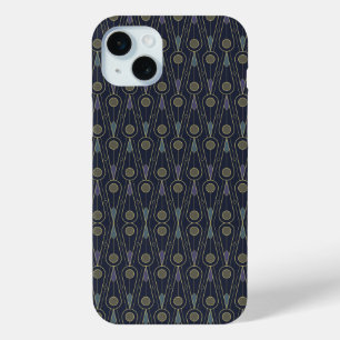 Funda Para iPhone 15 Mini patrón Art Deco con formas geométricas en oro
