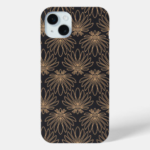 Funda Para iPhone 15 Mini patrón Art Deco con motivos florales dorados