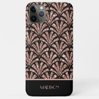 Patrón Art Deco de Monograma con Brillo de Oro Ros