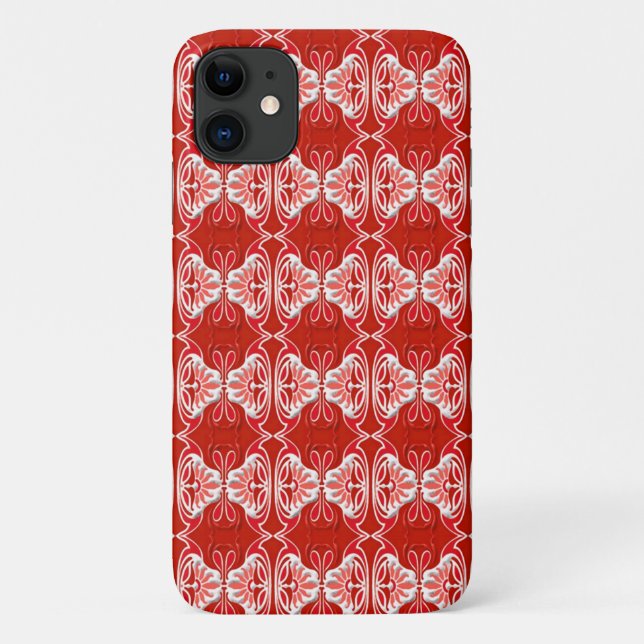 Funda De Case-Mate Para iPhone patrón Art Deco - rojo y blanco (Reverso)