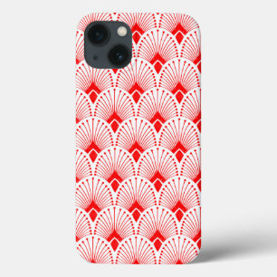 Funda Para iPhone 13 Patrón Art Déco rojo y blanco