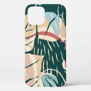 Funda Para iPhone 12 Patrón artístico sin fisuras con hojas abstractas.