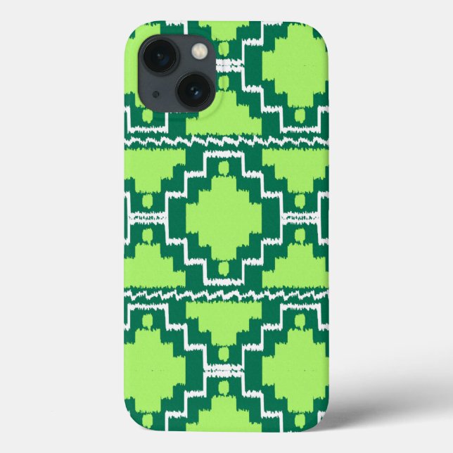 Funda De Case-Mate Para iPhone Patrón Azteca Ikat - Bosque y Verde Lima (Reverso)