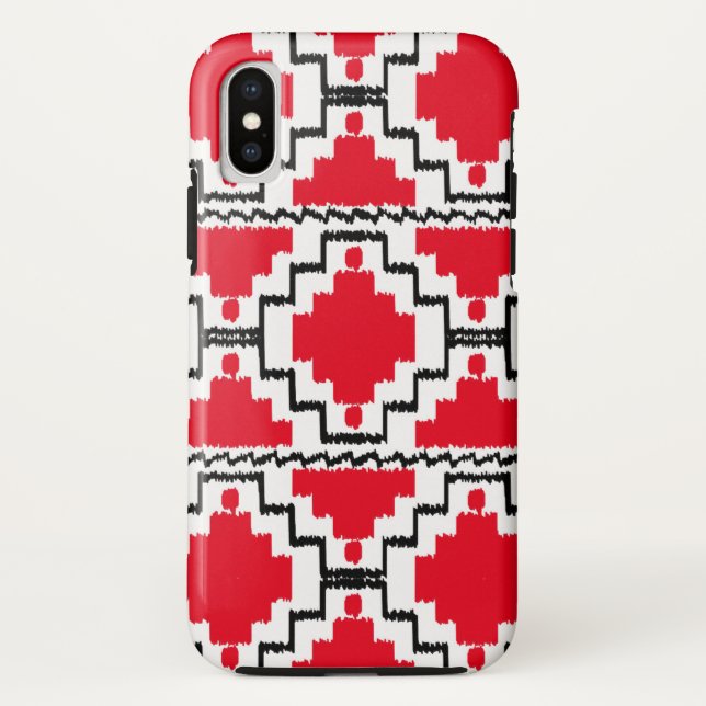 Funda De Case-Mate Para iPhone Patrón Azteca Ikat - Rojo, Negro y Blanco (Reverso)