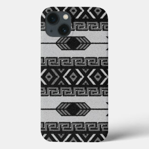 Funda Para iPhone 13 Patrón Azteca Tribual Blanco Y Negro Del Suroeste