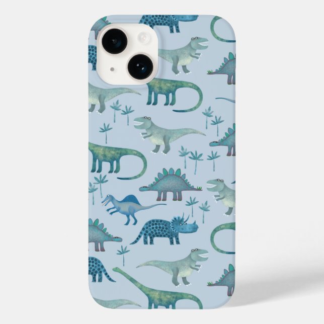 Funda De Case-Mate Para iPhone Patrón azul dinosaurio (Reverso )