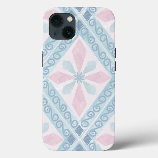 Funda De Case-Mate Para iPhone patrón azul en forma de diamante (Reverso )