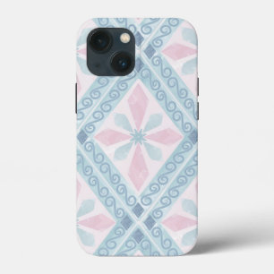 Funda Para iPhone 13 Mini patrón azul en forma de diamante