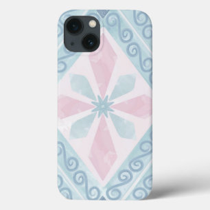 Funda Para iPhone 13 patrón azul en forma de diamante