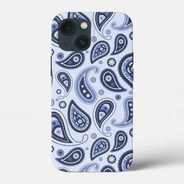 Funda De Case-Mate Para iPhone Patrón azul paisley (Reverso )