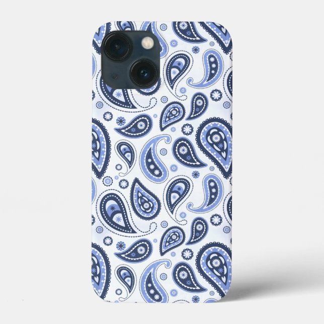 Funda De Case-Mate Para iPhone Patrón azul paisley (Reverso )