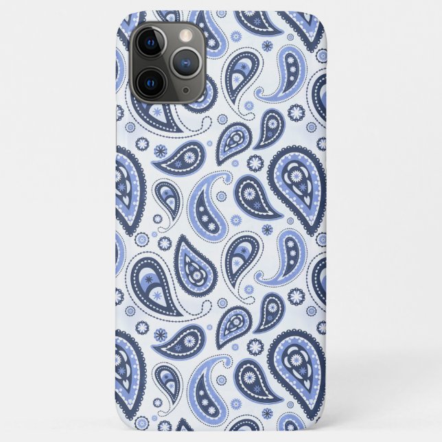 Funda De Case-Mate Para iPhone Patrón azul paisley (Reverso)