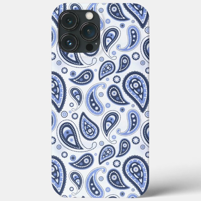Funda De Case-Mate Para iPhone Patrón azul paisley (Reverso )