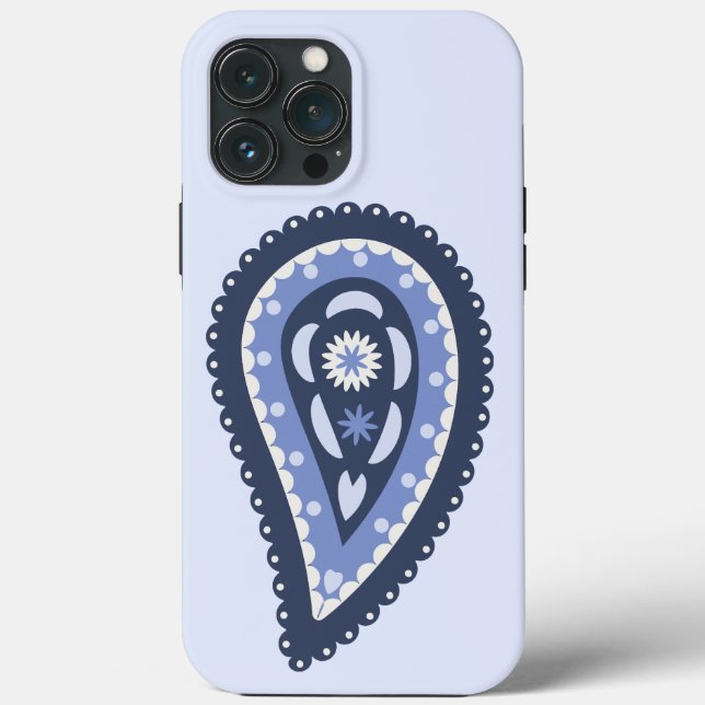 Funda De Case-Mate Para iPhone Patrón azul paisley (Reverso )
