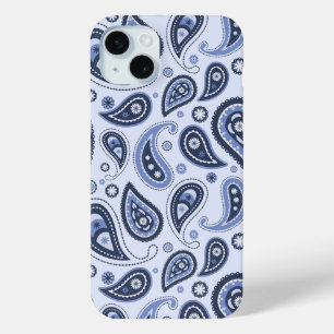 Funda Para iPhone 15 Mini Patrón azul paisley