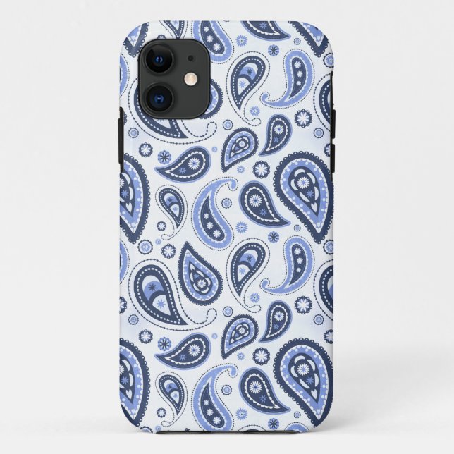 Funda De Case-Mate Para iPhone Patrón azul paisley (Reverso)