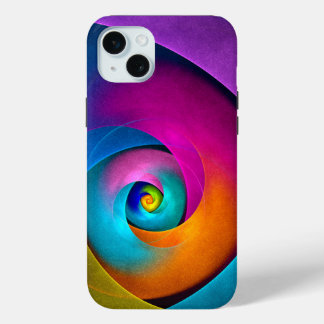 Funda Para iPhone 15 Mini Patrón azul rosado del arte del resumen floral mod