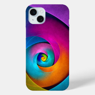Funda Para iPhone 15 Mini Patrón azul rosado del arte del resumen floral mod