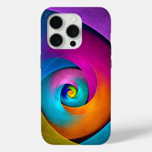 Funda Para iPhone 15 Pro Patrón azul rosado del arte del resumen floral mod
