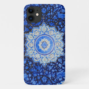 Funda Para iPhone 11 Patrón azul vintage con Mandala floral