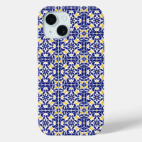 Patrón azul y amarillo de mosaicos mediterráneos
