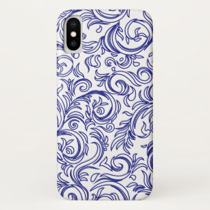 Funda Para iPhone X Patrón azul y blanco retro Chinoiserie